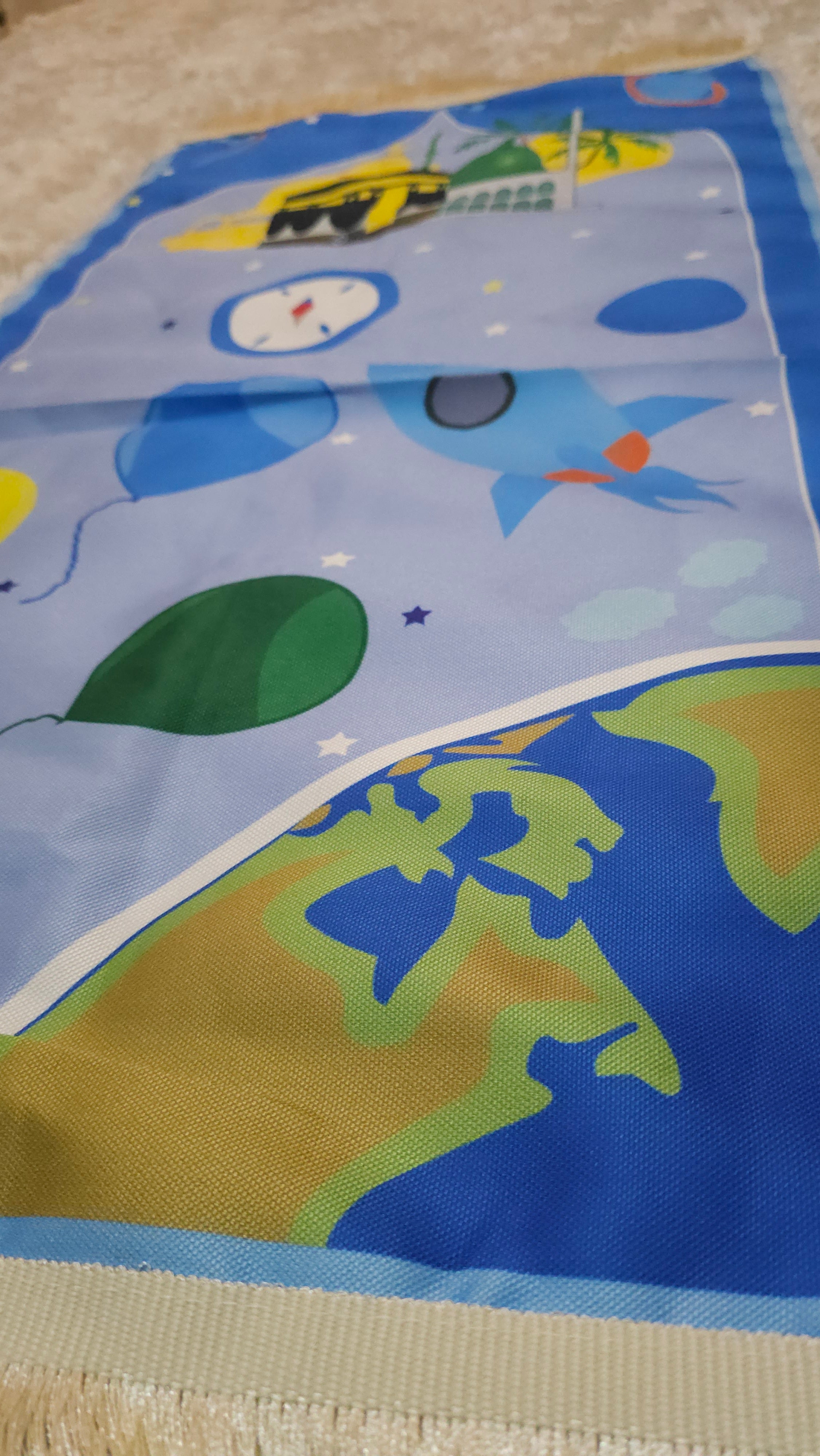 Uzay Temalı Mavi Tekli Seccade Ve Tesbih