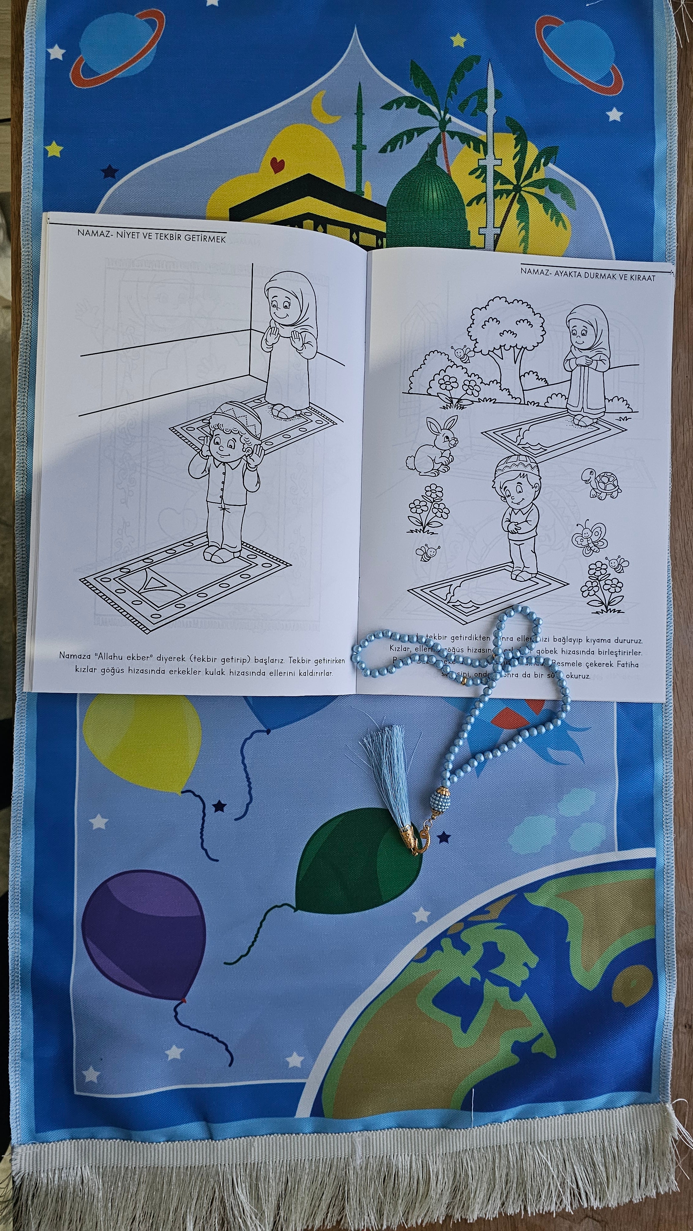 Çocuklara Namazı Sevdiren Set Uzay Temalı - Oyuncak, Tespih ve Boyama Kitabı Hediyeli