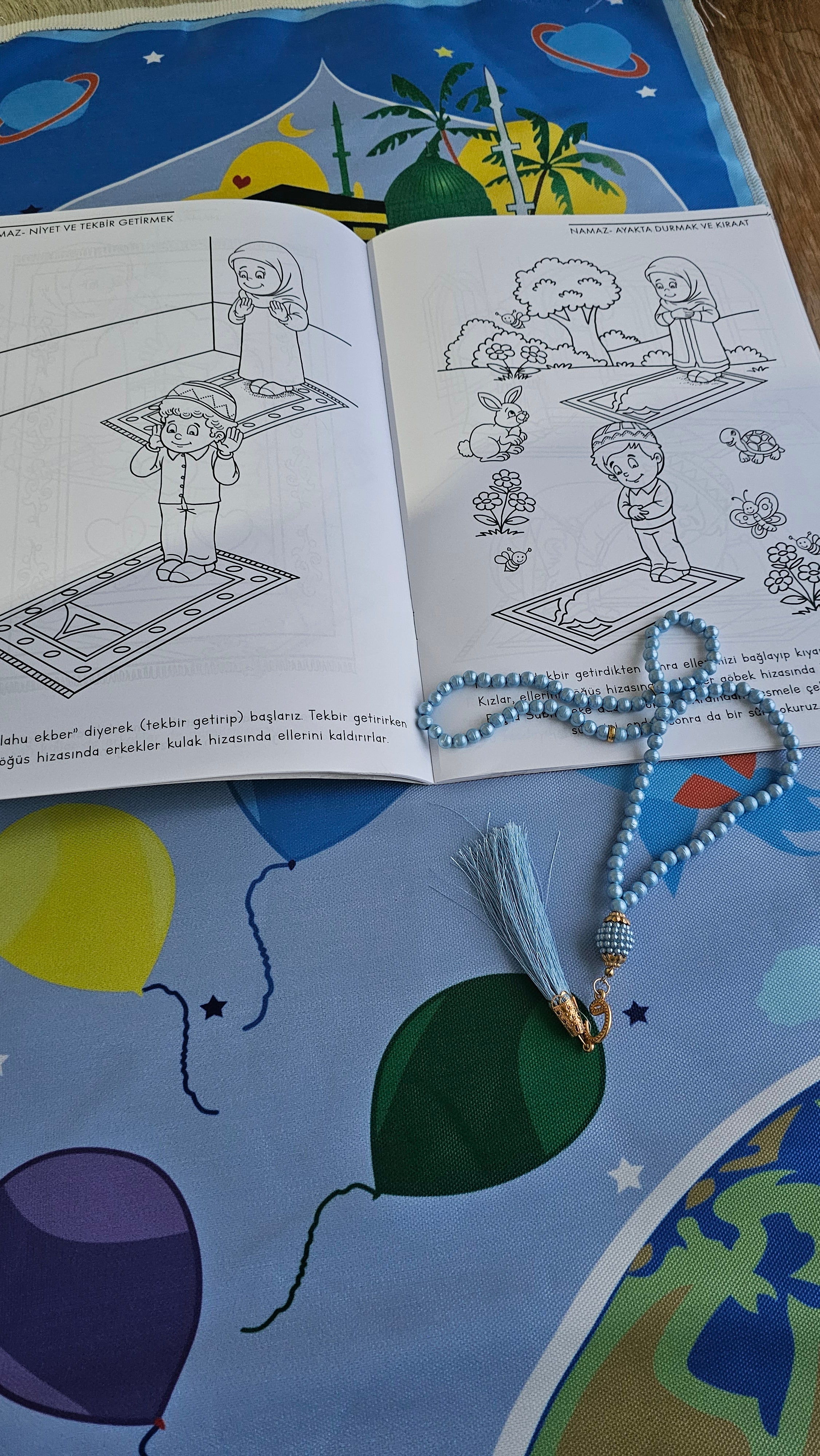 Çocuklara Namazı Sevdiren Set Uzay Temalı - Oyuncak, Tespih ve Boyama Kitabı Hediyeli